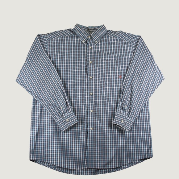 Ariat Other - Ariat Pro Series Men XL Blue Grey Plaid Western Button Down Shirt Pocket